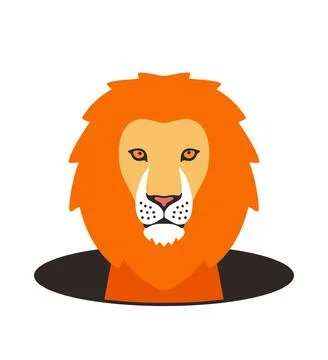 Cute lion on the hole, watching, vector illustration Stock Illustration