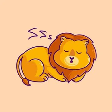 Cute lion is sleeping peacefully Stock Illustration