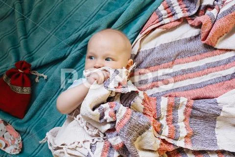Cute little baby on the blanket Stock-Fotos
