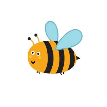Cute little bee isolated element. Funny insect Stock Illustration