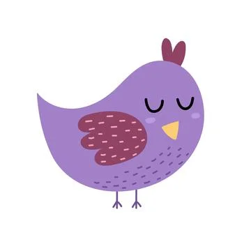 Cute little bird isolated element in cartoon style. Funny animal character Stock Illustration