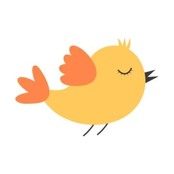 Cute little bird. Springtime concept. Vector illustration isolated on white.. Illustrazione stock