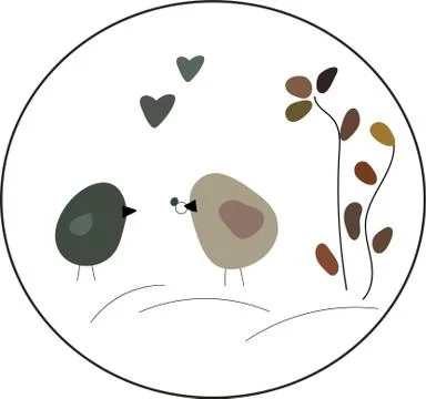 Cute little birds this is spring. Vector drawing. Postcard. Abstraction. Stock Illustration