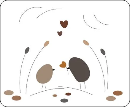 Cute little birds this is spring. Vector drawing. Postcard. Abstraction. Stock Illustration
