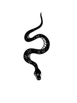 Cute Little Black Snake Drawing Stock Illustration