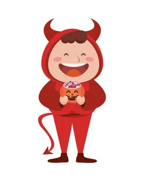 Cute little boy dressed as a devil character Stock Illustration
