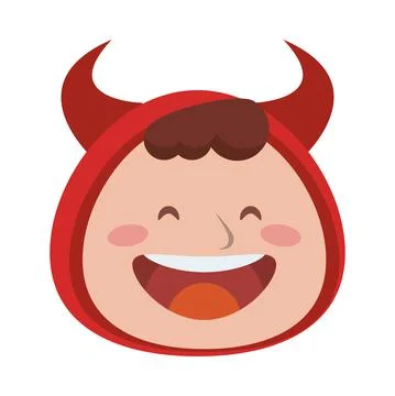 Cute little boy dressed as a devil head character Stock Illustration
