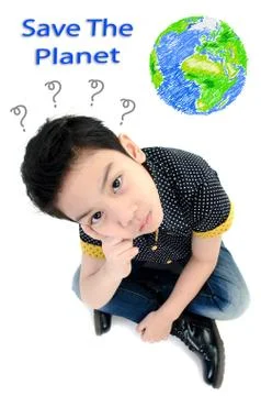 Cute little boy isolate on white background , energy concept . Stock Illustration