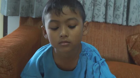Cute little boy sick take a medicine Stock-Footage 102405288