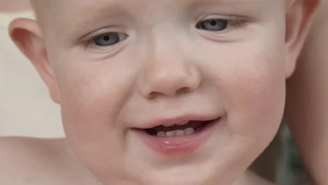 Cute little boy smiling at the camera. Close-up. Stock Footage 274838837