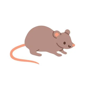 Cute little brown mouse vector illustration. Flat design woodland field rodent Stock Illustration