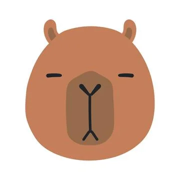 Cute little capybara face illustration Stock Illustration