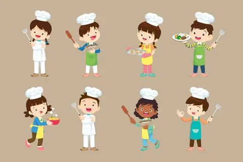 Cute little chef Character set 006 Stock Illustration