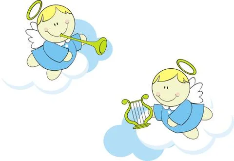 Cute little cherubs Stock Illustration