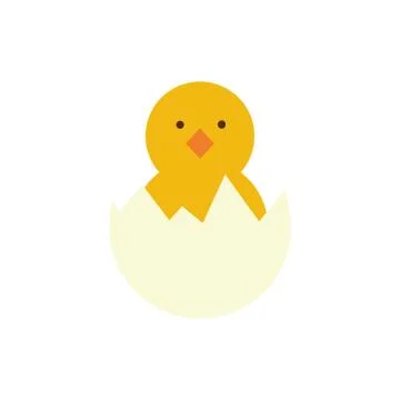 Cute little chick in eggshell spring flat style Stock Illustration