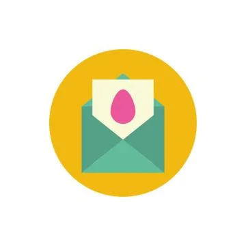 Cute little chick in eggshell spring block and flat style Stock Illustration