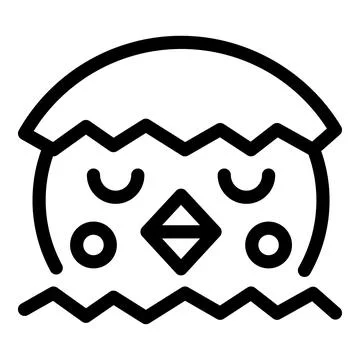 Cute little chick hatching from egg minimalist lineart icon Stock Illustration
