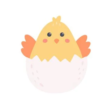 Cute little chicken. Easter character. Hand drawn vector illustration Stock Illustration