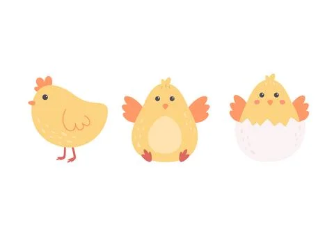 Cute little chicken. Easter character. Hand drawn vector illustration Иллюстрация