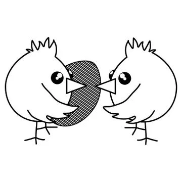Cute little chicks with egg painter easter celebration Stock Illustration