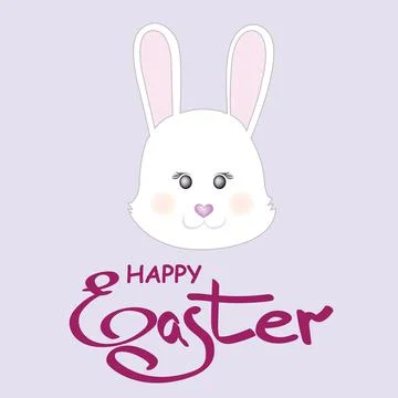 Cute little Easter bunny face. Vector Cartoon illustration Stock Illustration