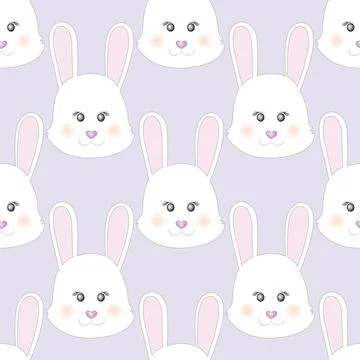 Cute little Easter bunny face. Vector Cartoon illustration. Seamless pattern Stock Illustration