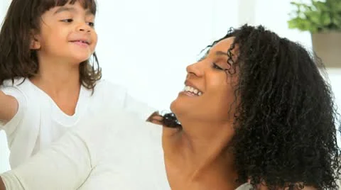 Cute Little Ethnic Girl Playing Young Mom Stock Footage