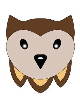 Cute little face eagle owl. Owl head illustration for children. Stock Illustration