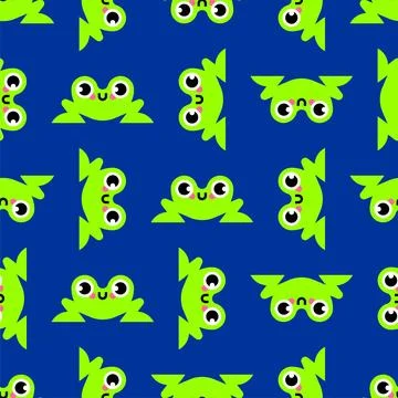 Cute little frog pattern seamless. Froglet background. Ornament of kids fabri Stock Illustration
