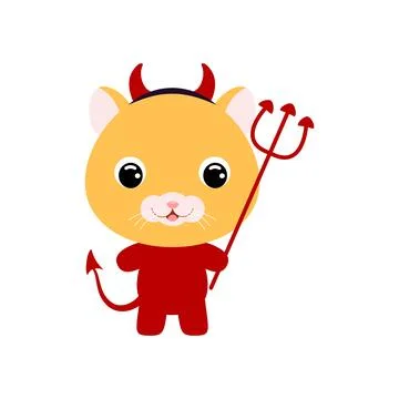 Cute little Halloween hamster in a devil costume. Cartoon animal character fo Stock Illustration