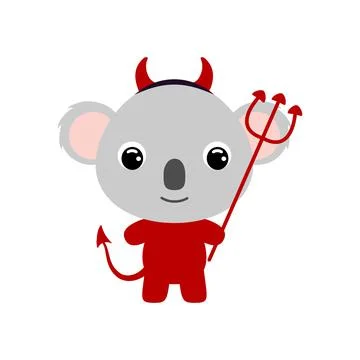 Cute little Halloween koala in a devil costume. Cartoon animal character for  Stock Illustration