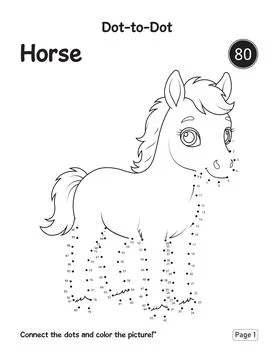 Cute Little Horse Dot To Dot Activity Worksheet For Kids Number Counting An.. 스톡 일러스트