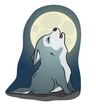 Cute little howling wolf イラスト素材
