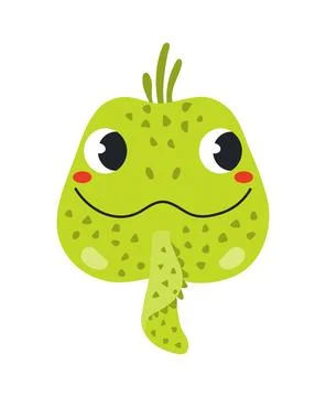 Cute little iguana lizard face illustration isolated Stock Illustration