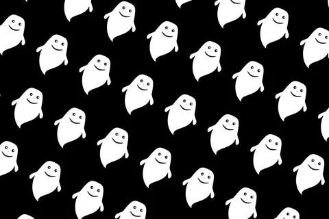 Cute little long ghost print for halloween on black background Stock Illustration