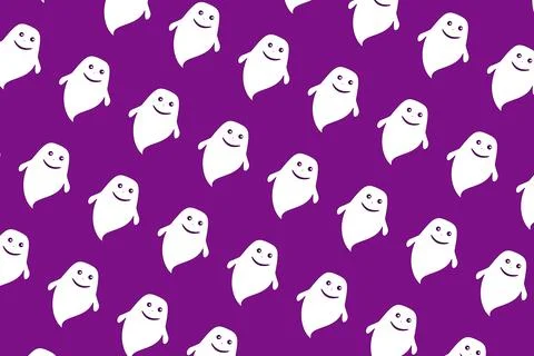 Cute little long ghost print for halloween on purple background Stock Illustration