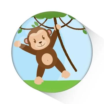 Cute little monkey cartoon Stock Illustration