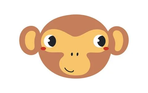 Cute little monkey face illustration isolated Stock Illustration