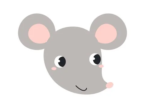 Cute little mouse face illustration isolated Stock Illustration