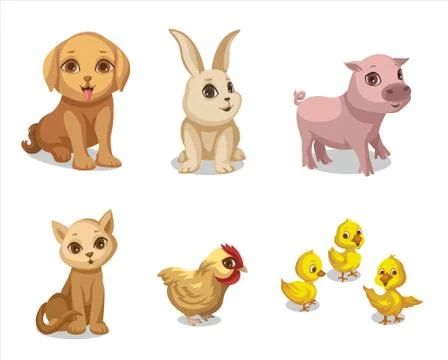 Cute little pets Stock Illustration