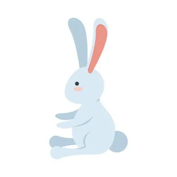 Cute little rabbit easter animal seated Stock Illustration
