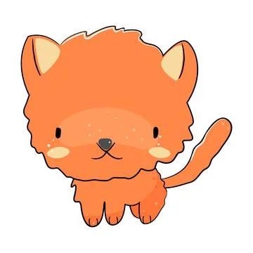 Cute little red cat. Kitty vector illustration. Stock Illustration