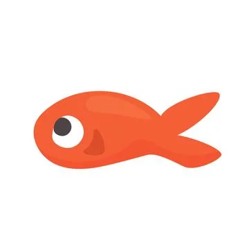 Cute little red fish. Vector cartoon illustration. Illustrazione stock