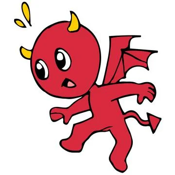 Cute little red horned devil Stock Illustration