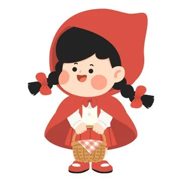 Cute Little Red Riding Hood Character Illustration with Picnic Basket Stock Illustration