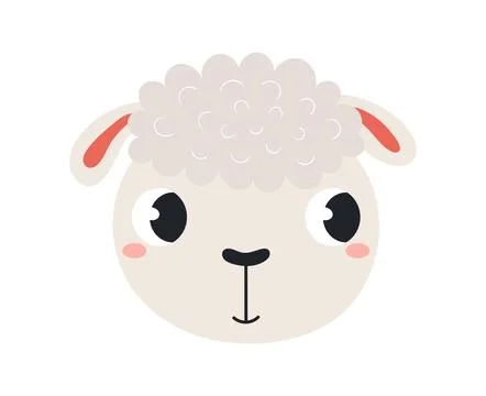 Cute little sheep, lamb face illustration isolated Stock Illustration