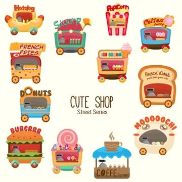 Cute Little Shops Illustrazione stock