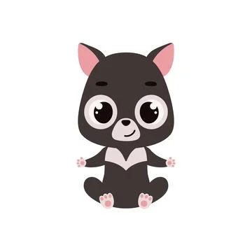 Cute little sitting Tasmanian devil. Cartoon animal character for kids card.. Stock Illustration