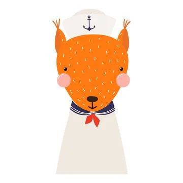 Cute little squirrell sailor isolated Stock Illustration