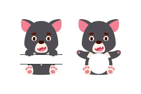 Cute little Tasmanian devil split monogram. Funny cartoon character for kids  Stock Illustration